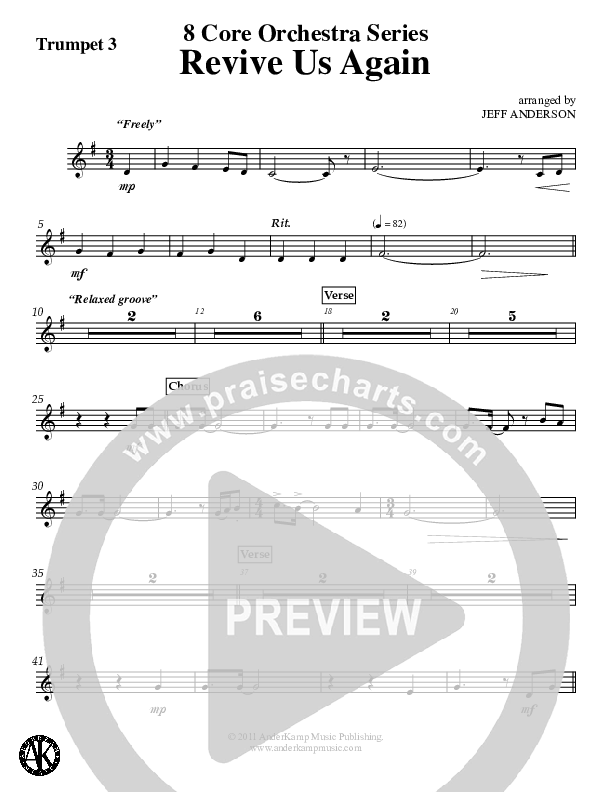 Revive Us Again (Instrumental) Trumpet 3 (Jeff Anderson)