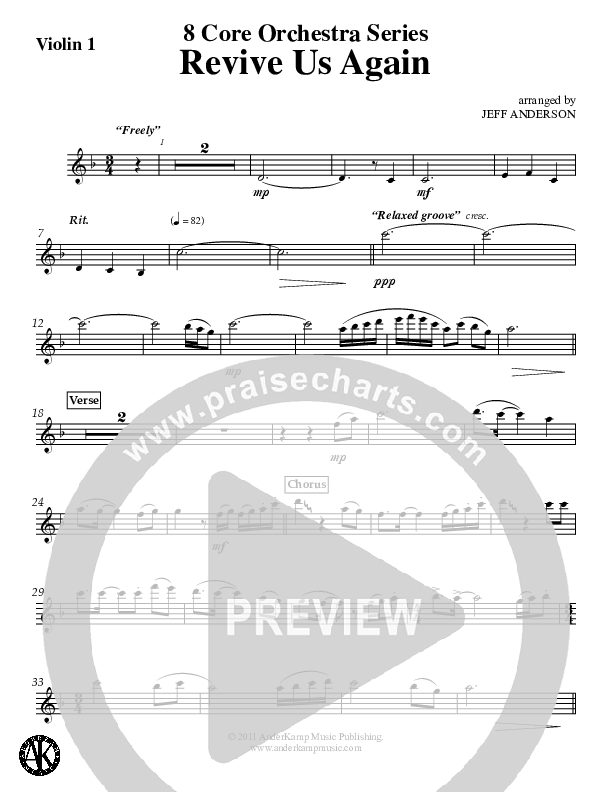 Revive Us Again (Instrumental) Violin 1 (Jeff Anderson)