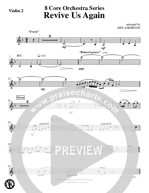 Revive Us Again (Instrumental) Violin 2 (Jeff Anderson)