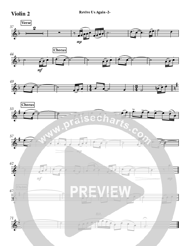 Revive Us Again (Instrumental) Violin 2 (Jeff Anderson)