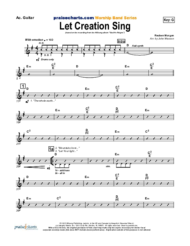 Let Creation Sing Acoustic Guitar (Hillsong Worship)