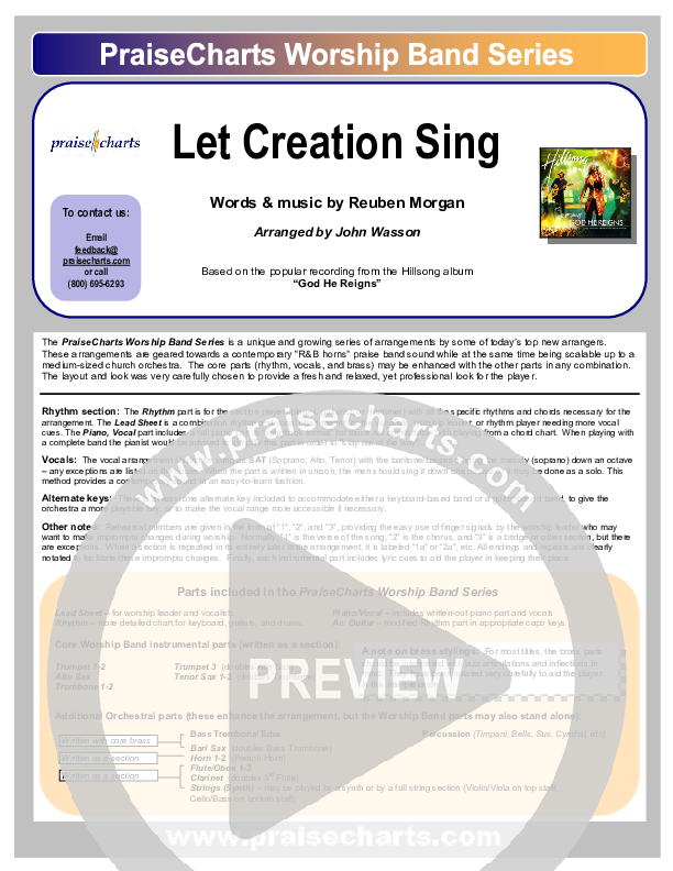 Let Creation Sing Cover Sheet (Hillsong Worship)