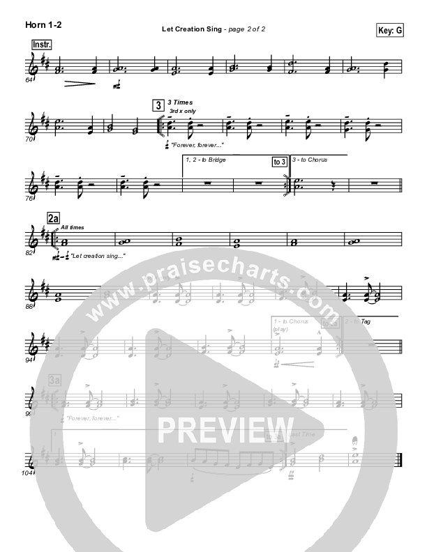 Let Creation Sing French Horn 1/2 (Hillsong Worship)