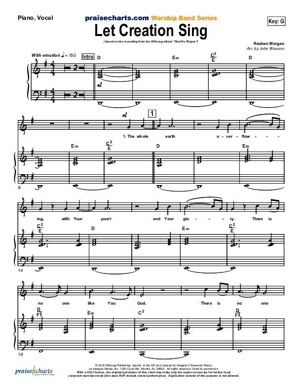 Let Creation Sing Piano/Vocal Pack (Hillsong Worship)