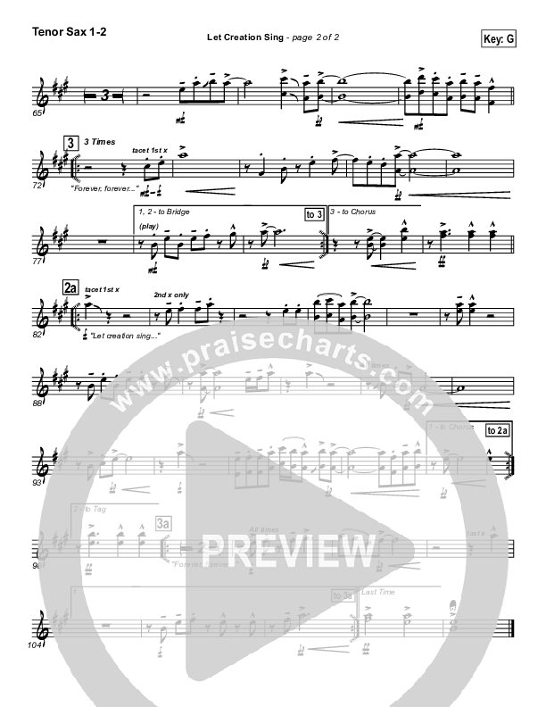 Let Creation Sing Tenor Sax 1/2 (Hillsong Worship)