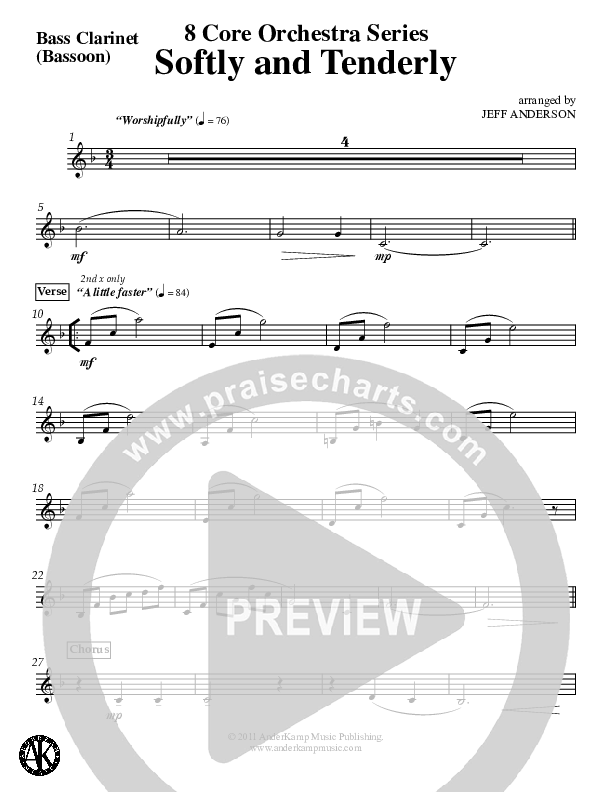 Softly And Tenderly Bass Clarinet (Jeff Anderson)