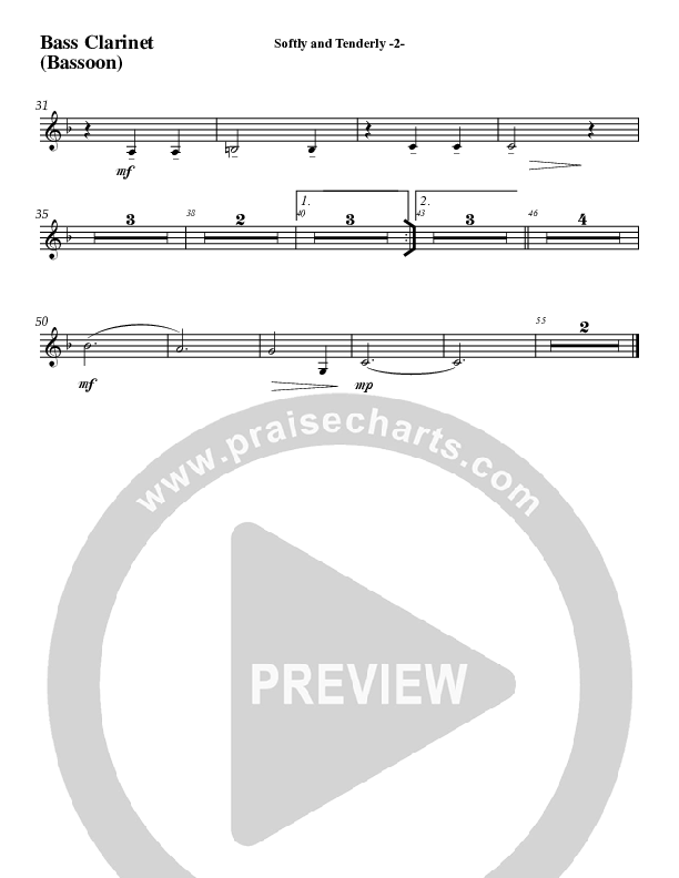 Softly And Tenderly Bass Clarinet (Jeff Anderson)