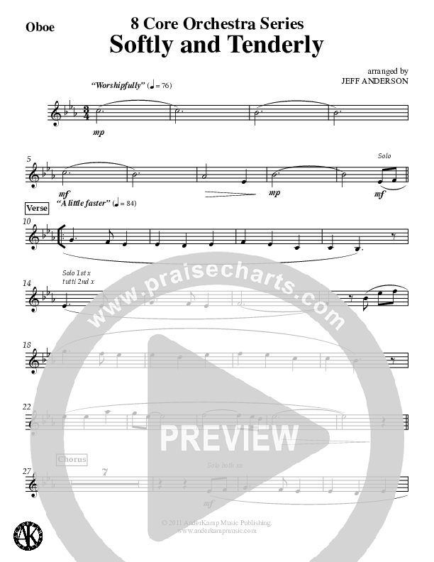 Softly And Tenderly Oboe (Jeff Anderson)