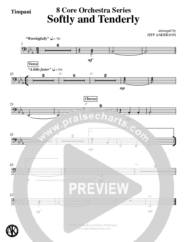Softly And Tenderly Timpani (Jeff Anderson)