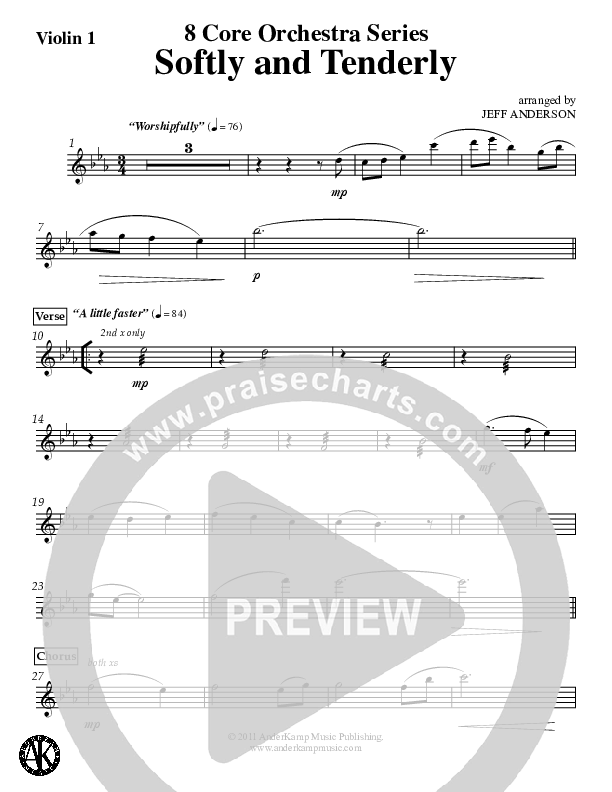 Softly And Tenderly Violin 1 (Jeff Anderson)