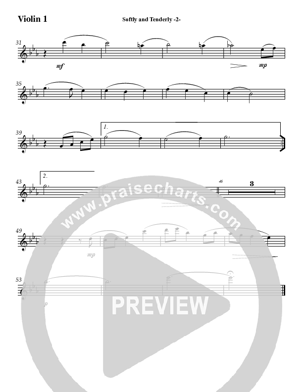 Softly And Tenderly Violin 1 (Jeff Anderson)