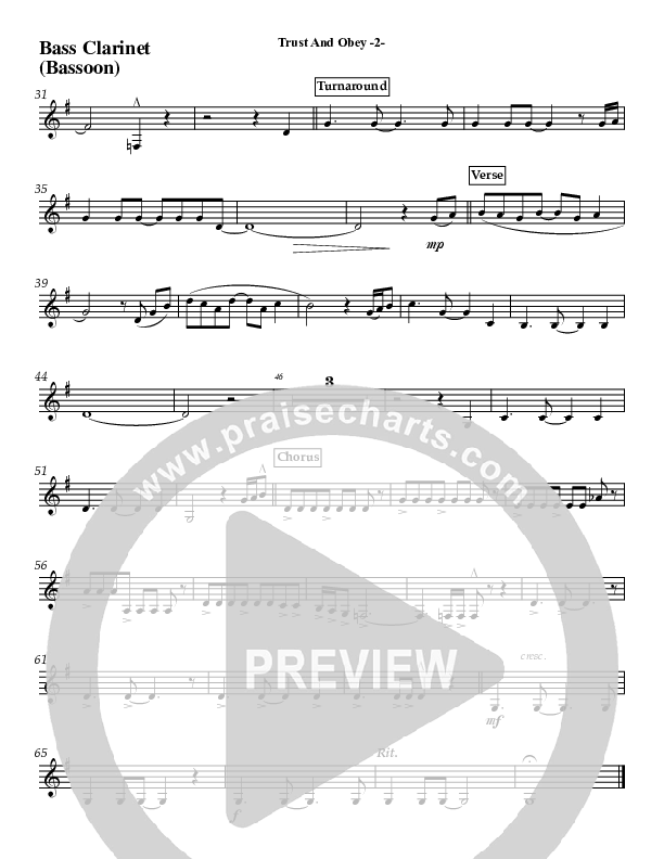 Trust And Obey Bass Clarinet (Jeff Anderson)