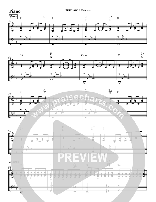 Trust And Obey Piano Sheet (Jeff Anderson)