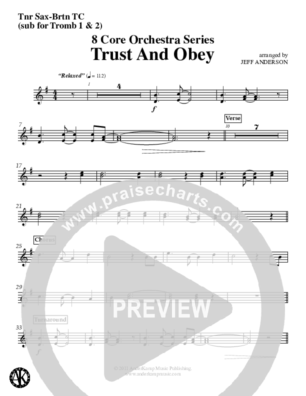 Trust And Obey Tenor Sax/Baritone T.C. (Jeff Anderson)
