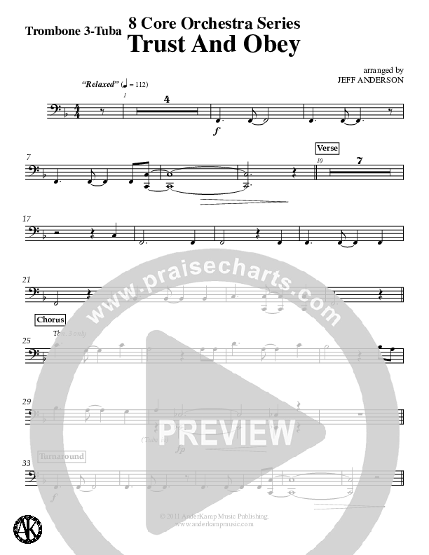 Trust And Obey Trombone 3/Tuba (Jeff Anderson)