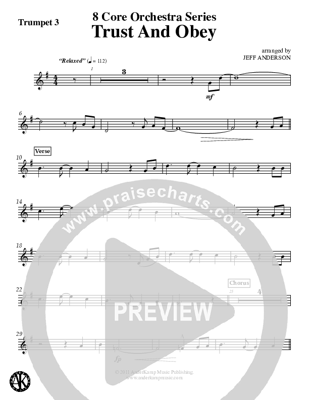 Trust And Obey Trumpet 3 (Jeff Anderson)