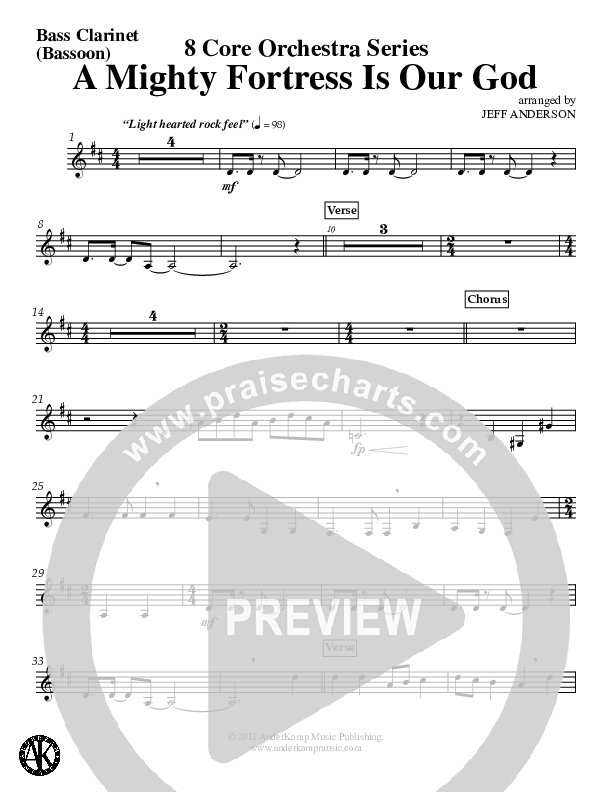 A Mighty Fortress Is Our God (Instrumental) Bass Clarinet (Jeff Anderson)