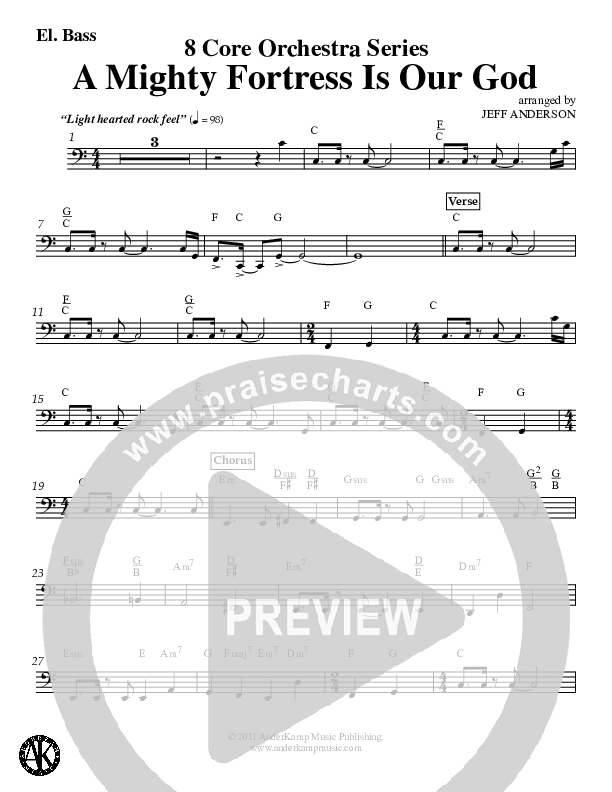 A Mighty Fortress Is Our God (Instrumental) Bass Guitar (Jeff Anderson)