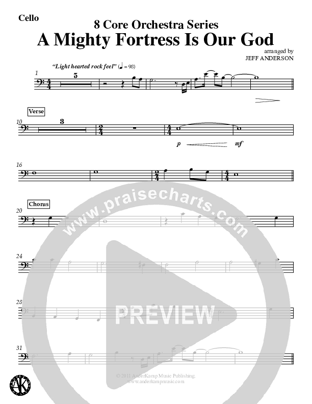A Mighty Fortress Is Our God (Instrumental) Cello (Jeff Anderson)