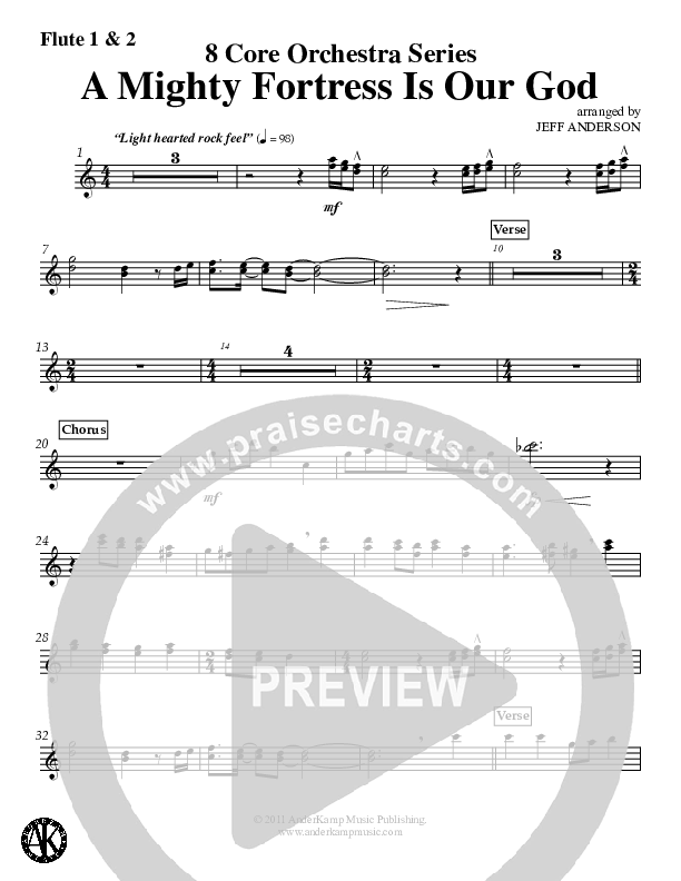 A Mighty Fortress Is Our God (Instrumental) Flute 1/2 (Jeff Anderson)