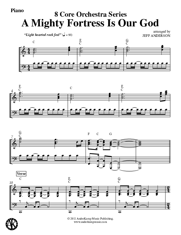 A Mighty Fortress Is Our God (Instrumental) Piano Sheet (Jeff Anderson)