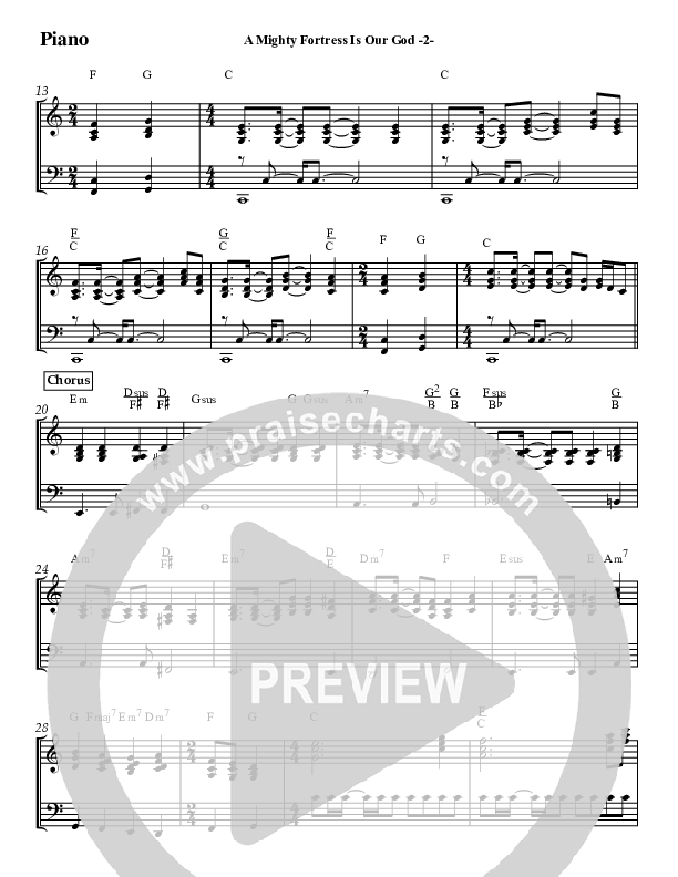 A Mighty Fortress Is Our God (Instrumental) Piano Sheet (Jeff Anderson)