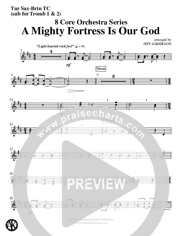 A Mighty Fortress Is Our God (Instrumental) Tenor Sax/Baritone T.C. (Jeff Anderson)