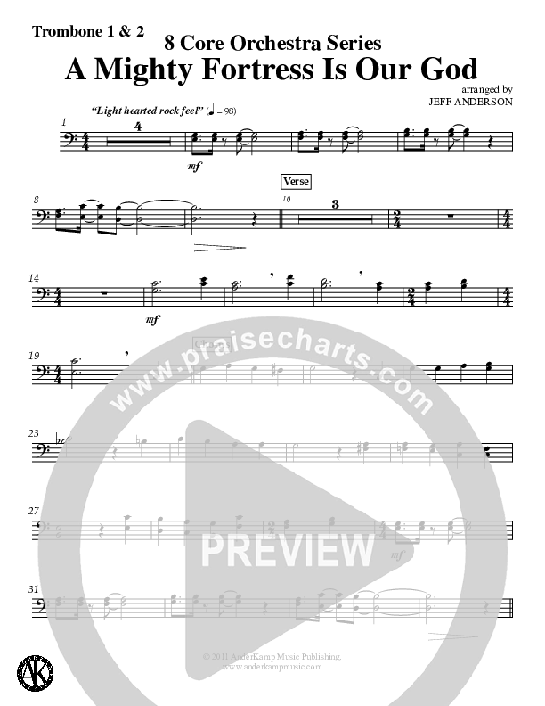 A Mighty Fortress Is Our God (Instrumental) Trombone 1/2 (Jeff Anderson)