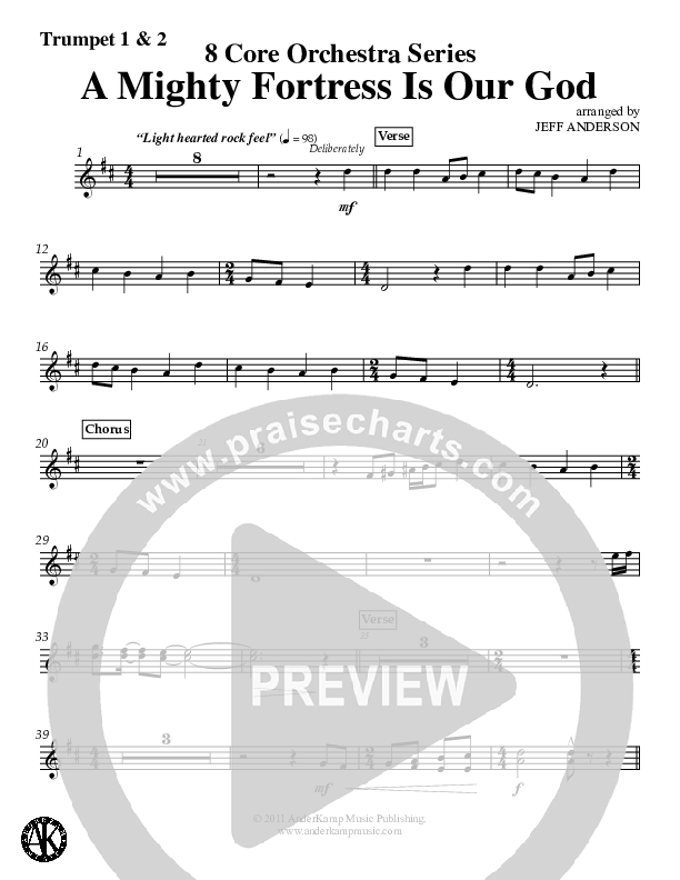 A Mighty Fortress Is Our God (Instrumental) Trumpet 1,2 (Jeff Anderson)