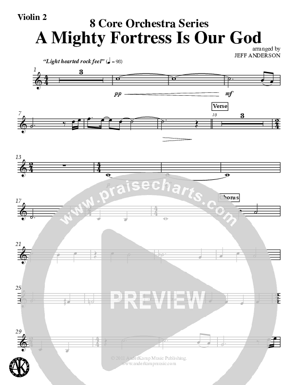A Mighty Fortress Is Our God (Instrumental) Violin 2 (Jeff Anderson)