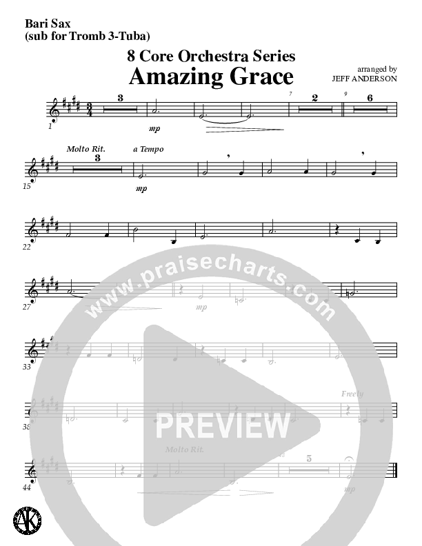 Amazing Grace (Instrumental) Bari Sax (Jeff Anderson)
