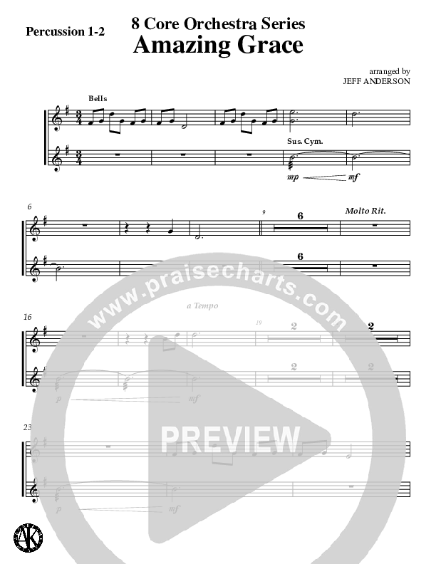 Amazing Grace (Instrumental) Percussion 1/2 (Jeff Anderson)