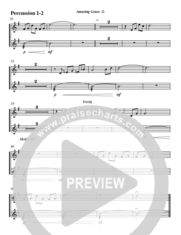 Amazing Grace (Instrumental) Percussion 1/2 (Jeff Anderson)
