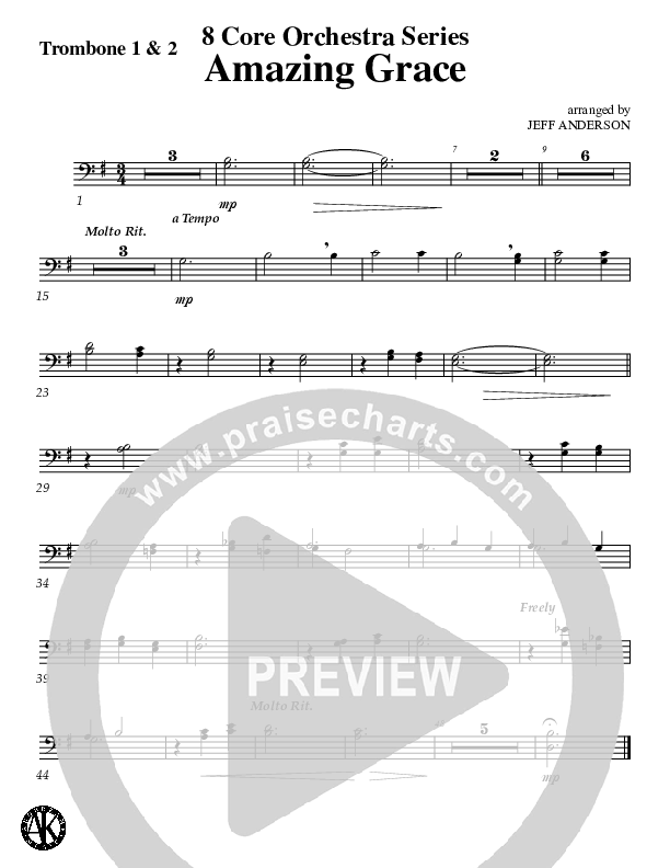 Amazing Grace (Instrumental) Trombone 1/2 (Jeff Anderson)