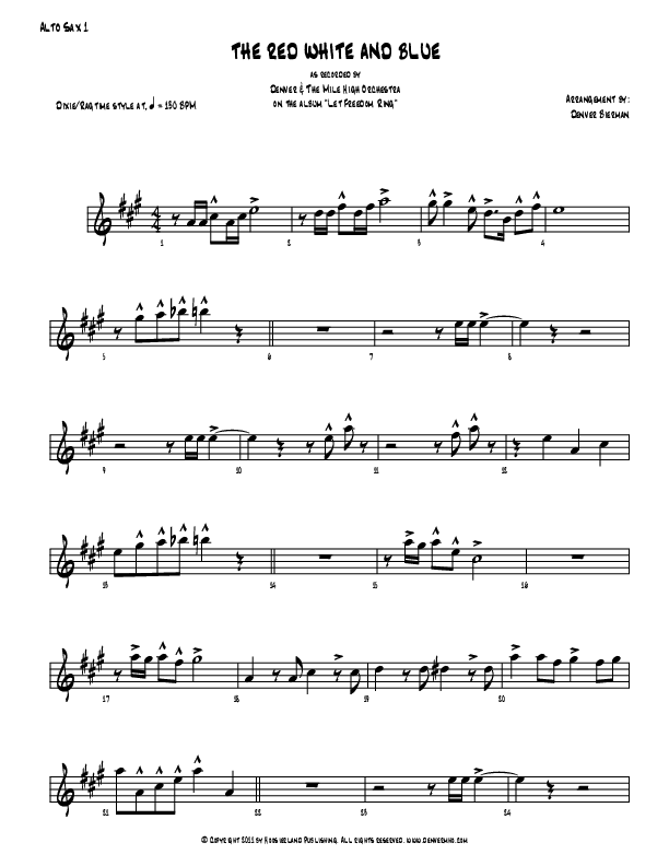 The Red White And Blue Alto Sax 1/2 (Denver Bierman)