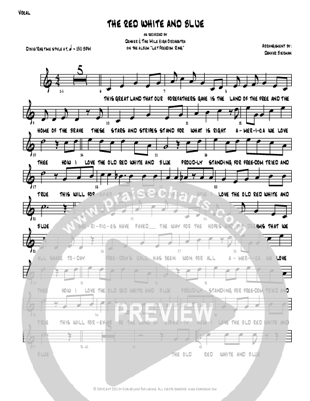 The Red White And Blue Lead Sheet (Denver Bierman)