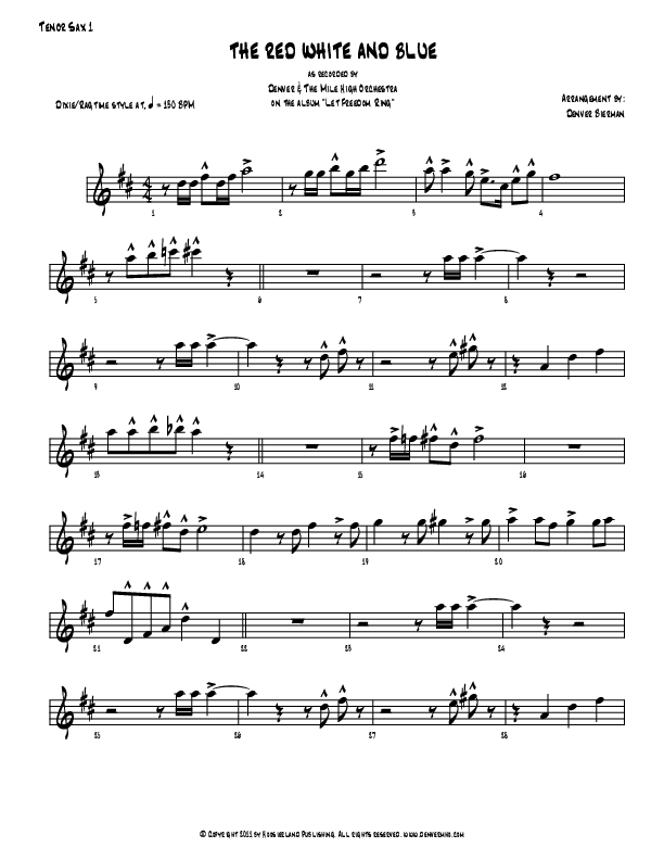 The Red White And Blue Tenor Sax 1/2 (Denver Bierman)
