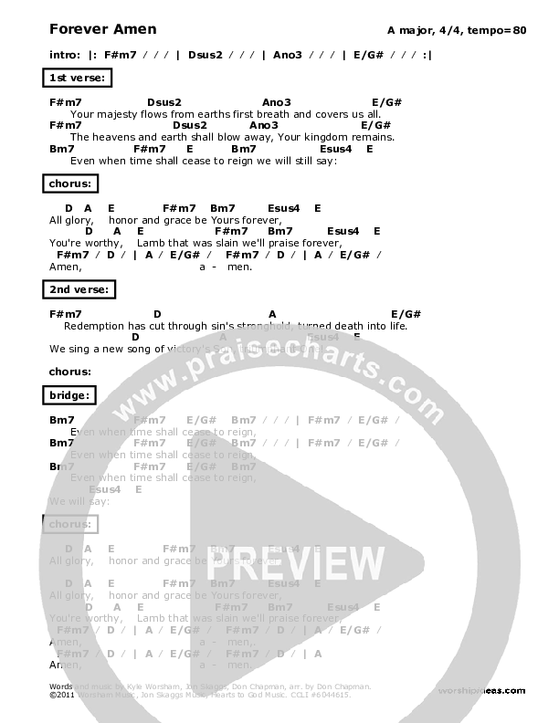 Forever Amen Chord Chart (Don Chapman)