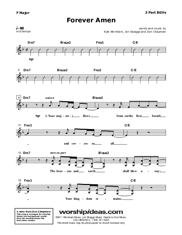 Forever Amen Lead Sheet (SAT) (Don Chapman)