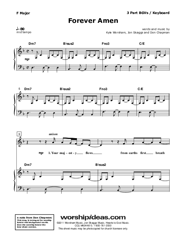 Forever Amen Piano/Vocal (SAT) (Don Chapman)