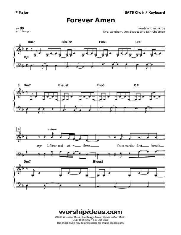 Forever Amen Piano/Vocal (SATB) (Don Chapman)