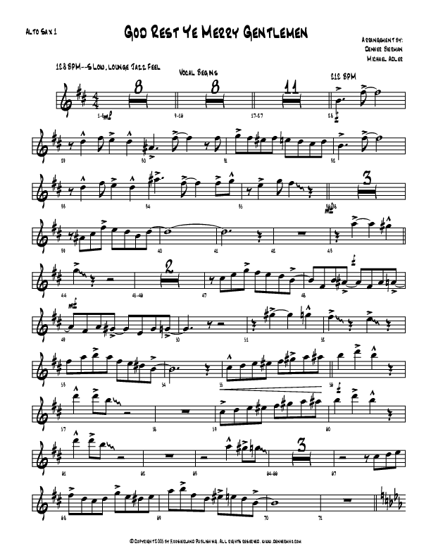 God Rest Ye Merry Gentlemen Alto Sax 1/2 (Michael Adler / Denver Bierman)
