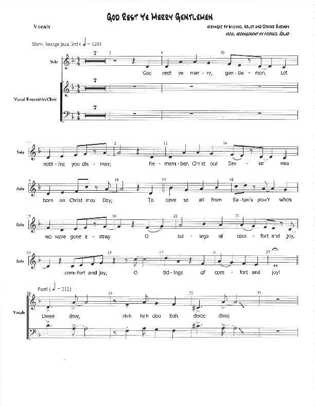 God Rest Ye Merry Gentlemen Choir Sheet (Michael Adler / Denver Bierman)