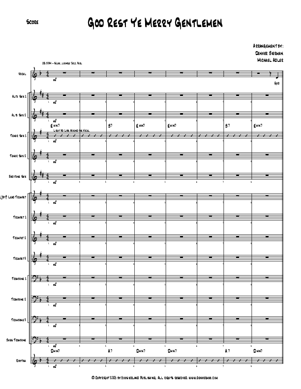 God Rest Ye Merry Gentlemen Conductor's Score (Michael Adler / Denver Bierman)