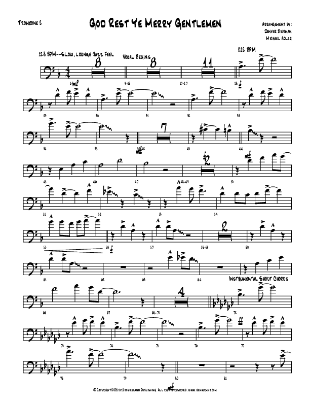 God Rest Ye Merry Gentlemen Trombone 2 (Michael Adler / Denver Bierman)