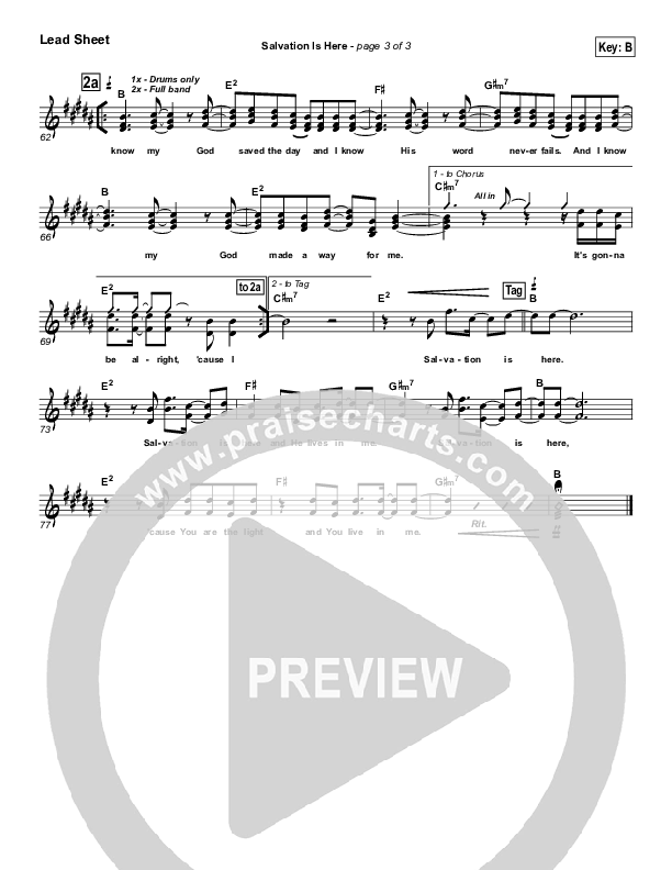 Salvation Is Here Lead Sheet (Hillsong UNITED)