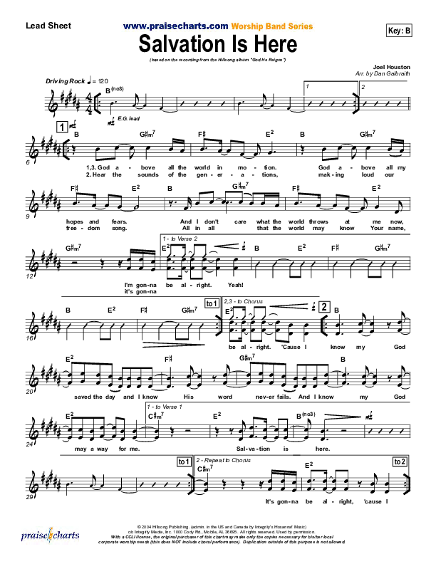Salvation Is Here Lead Sheet (SAT) (Hillsong UNITED)