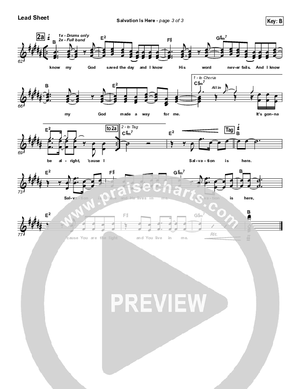 Salvation Is Here Lead Sheet (SAT) (Hillsong UNITED)