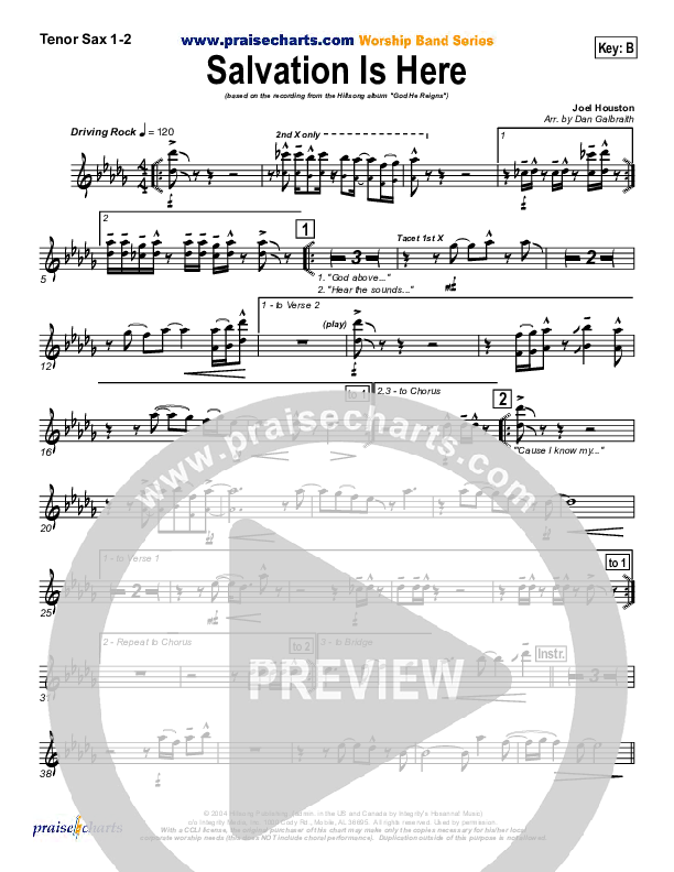 Salvation Is Here Tenor Sax 1/2 (Hillsong UNITED)