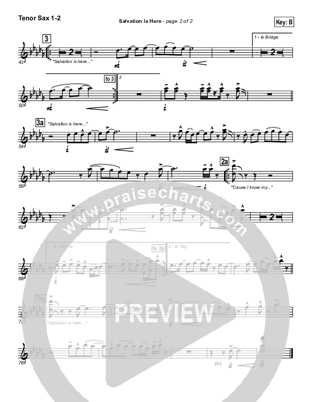 Salvation Is Here Tenor Sax 1/2 (Hillsong UNITED)